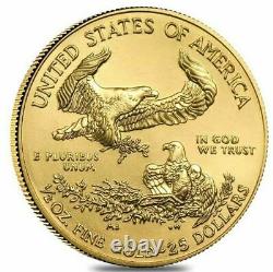 (1) 1/2 oz Gold American Eagle $25 Coin BU (Random Year)