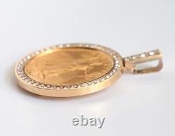 1 oz 50 Dollars American Eagle Coin Pendant Without Stone 14k Yellow Gold Finish