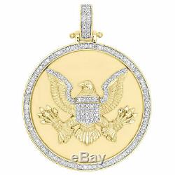 10K Yellow Gold Over Diamond Seal of US President American Eagle Pendant Charm