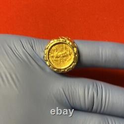14K Gold Men's NUGGET COIN RING with a 22 K 1/10 OZ AMERICAN EAGLE SZ 8