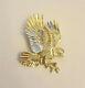 14k Real Solid Yellow Gold Diamond Cut Flying American Eagle Charm Pendant