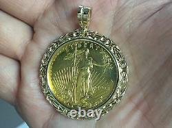 14K Yellow Gold BYZANTINE FRAME PENDANT for 1/2 OZ US American Eagle Coin