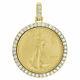 14k Yellow Gold Over American Eagle Liberty Coin Diamond Mounting Pendant 1.06ct