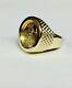 14k Yellow Gold Plated Silver Men's 20 Mm Coin Ring With American Eagle