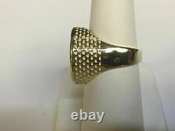 14K Yellow Gold Plated Silver Men's 20 mm Coin Ring With American Eagle