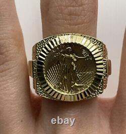 14K Yellow Gold Watch Band Bezel 1989 1/10oz Gold American Eagle Coin Ring