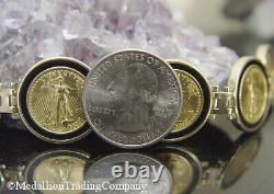 14k 22k Gold 1997 6 Liberty American Eagle $5 Coins Coin Bracelet Onyx 37.8 gram