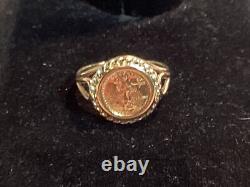 14k Yellow Gold Ring With 1/10th Ounce American Eagle Gold Coin
