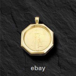18K Yellow Gold Coin Pendant Mounting only for 1 OZ US American Eagle Coin