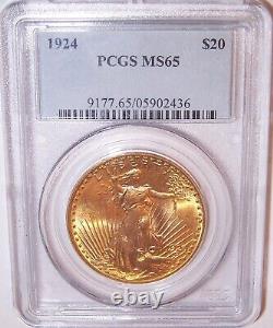 1924 $20 Gold St Gaudens Double Eagle PCGS MS65 A beautiful rare coin