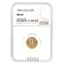 1986 1/10 oz $5 Gold American Eagle NGC MS 69