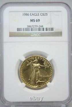 1986 $25 American Gold Eagle 1/2oz NGC MS 69 Better Date #9244
