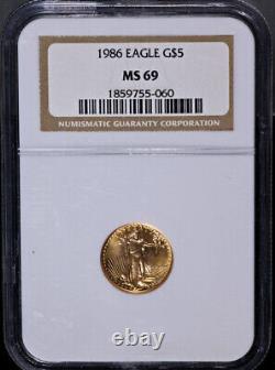 1986 Gold American Eagle $5 NGC MS69 Brown Label STOCK