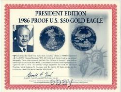 1986 W $50 Proof Gold American Eagle PCGS PR69DCAM Gerald R Ford Signature