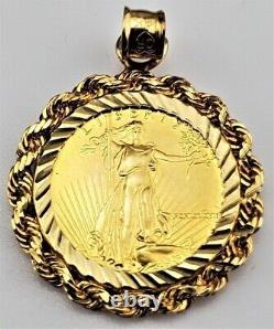 1987 1/10 OZ American Eagle ASE Set in 14k Yellow Gold Plated Bezel Pendant