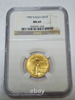 1987 Gold American Eagle $10 Coin 1/4 OZ NGC MS69