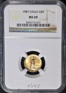1987 Gold American Eagle $5 NGC MS69 Brown Label