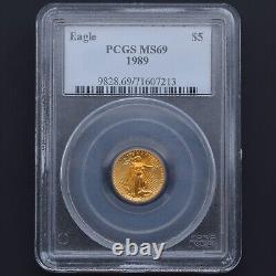 1989 1/10 oz $5 Gold American Eagle Coin PCGS MS69
