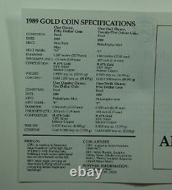 1989 American Eagle Gold Proof 4 Coin Set AGE in Box with COA
