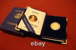 1990 P Key Date American Eagle Proof $10 Gold Coin 1/4 oz Gold with Box & COA US