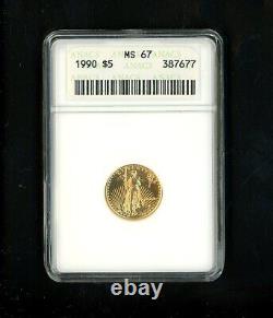 1990 US $5.00 $5 Gold American Eagle ANACS MS 67 Choice Uncirculated