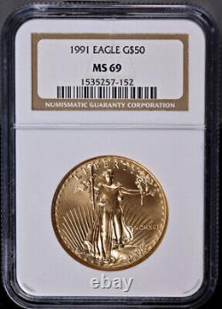 1991 Gold American Eagle $50 NGC MS69