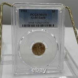 1992 $5 1/10 oz Gold American Eagle PCGS MS70