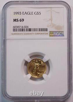 1993 $5 American Eagle 1/10 oz gold coin NGC MS 69