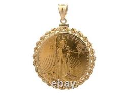 1993 American Eagle Coin Shape Pendant Without Stone 14k Yellow Gold Plated