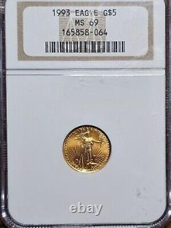 1993 Gold American Eagle 1/10oz $5 NGC MS69