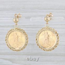 1994 Gold American Eagle Coin Earrings 14k 22k 1/10oz AGE Drops