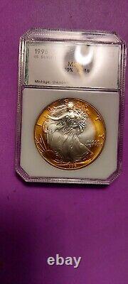 1995 American Silver Eagle Gold Target Toned Beauty. Natural Rare