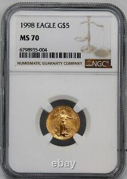 1998 $5 American Gold Eagle NGC Graded MS70