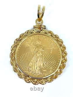 1999 $10.00 Gold American Eagle Coin in 14k Yellow Gold Rope Bezel