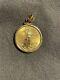 1ct Oz. American Eagle Set In Screw Top Coin Pendant 14k Yellow Gold Finish