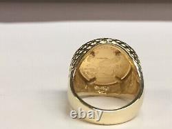 20 MM COIN Men's RING AMERICAN EAGLE COIN 14K Yellow Gold Finish Without Stone