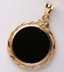 20 mm American Eagle Coin in Bezel Onyx Pendant 14k Gold Finish Without Stone