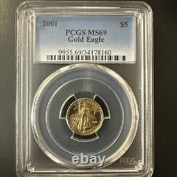 2001 $5 1/10oz American Gold Eagle PCGS MS 69 Certification 34178160