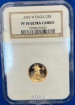 2003-W $5 Gold American Proof Eagle 1/10 Oz. NGC PF70 Ultra Cameo