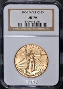 2004 Gold American Eagle $50 NGC MS70 Brown Label