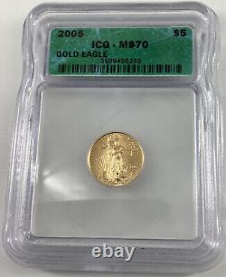 2005 AMERICAN GOLD EAGLE 1/10 th OZ ICG CERTIFIED MS 70 PERFECT