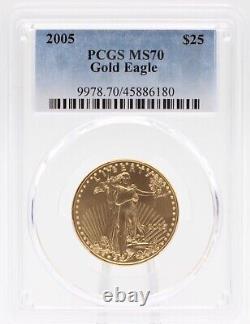 2005 PCGS MS70 $25 Gold American Eagle 1/2 oz