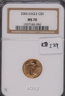 2006 $5 Gold 1/10 oz American Eagle Coin NGC MS-70 #056