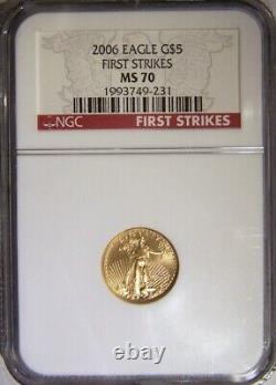 2006 $5 gold eagle, NGC MS70, rare one year only NGC First Strikes label