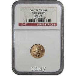 2006 American Eagle MS 70 NGC 1/10 oz. 9167 Gold $5 Uncirculated Coin
