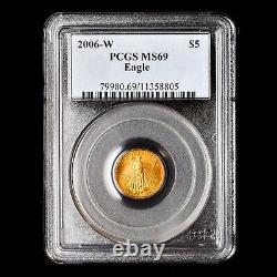 2006-w $5 Gold American Eagle? Pcgs Ms-69? 1/10 Oz Burnished Coin? Trusted