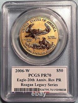 2006-w $50 1 Oz Gold American Eagle Reagan Legacy Signature Pcgs Pr70 Reverse Pf