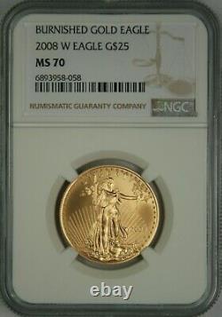 2008-W $25 Burnished Half Ounce Gold Eagle NGC MS70