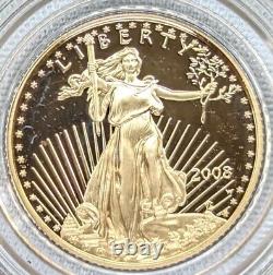 2008-W $5 Gold 1/10th Ounce American Eagle Proof withBox and COA