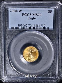2008-W Gold American Eagle $5 PCGS MS70 Burnished Blue Label